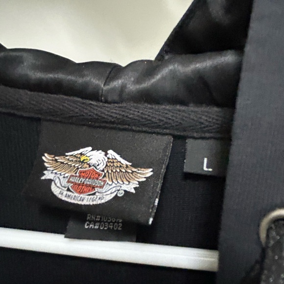 Harley-Davidson Black Women's Zip-Up Hoodie with Heart Zip Pull - Picture 2 of 9